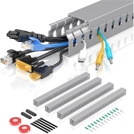 Cable Duct Kit Tray Open Slot for TV Cables 160cm (4 x 40cm) Organizer Under Desk Management Box (1/5)