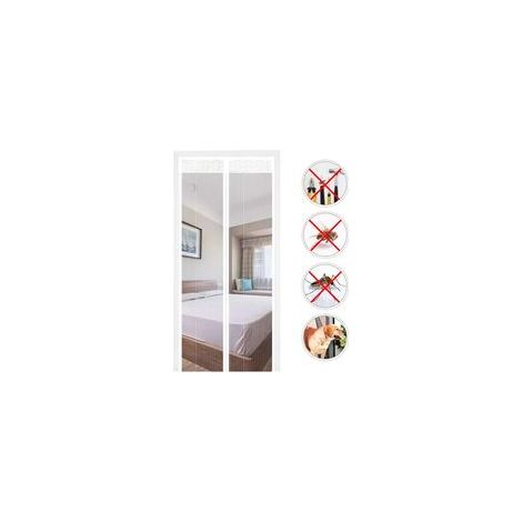 Moustiquaire de fenêtre　Moustiquaire Magnétique Porte 140x220cm,Moustiquaire Porte en Fibre de Verre,Rideaux Anti Mouches pour Porte Fermeture Automatique Maille Ultra ​Fine sans Perçage(Blanc)RAPAND