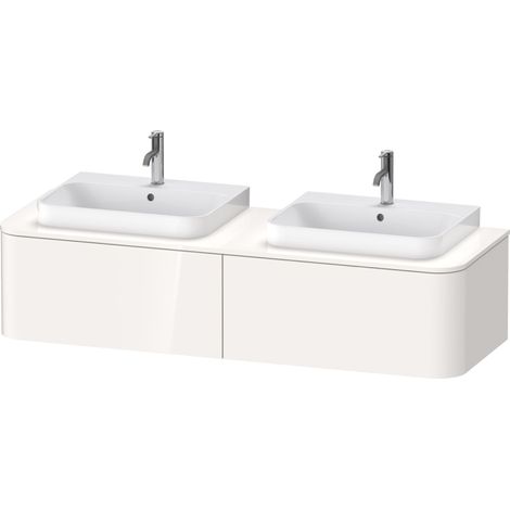 Duravit Happy D.2 Plus Meuble sous-lavabo pour console murale, 1600x550 mm, 2 tiroirs, pour 2 lavabos à meubles, Couleur (avant/corps): Décor blanc brillant - HP4936B2222