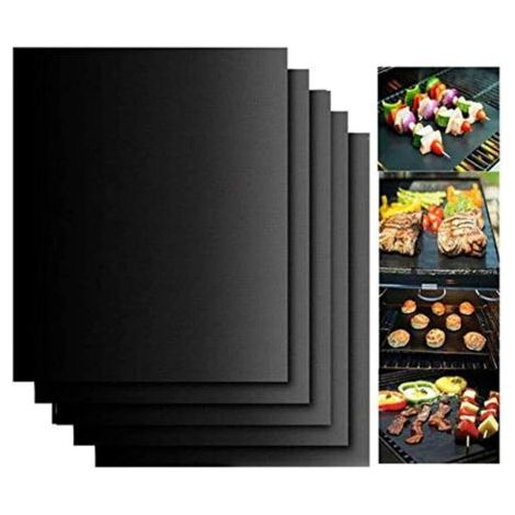 Sollbry Tapis de Cuisson Barbecue 40 60 cm, 5 Pièces Gaz/Electrique/Charbon BBQ Tapis Four Non Stick Four en Téflon, Réutilisable, Nettoyage Facile et Anti-adhérent, Peut être coupé (1/5)