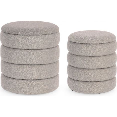 Pouf Contenitore Bouclé Grigio Moderno da Interno - JACKSON (1/5)