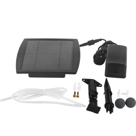 Pompe à Oxygène Solaire pour Aquarium, Pompe à Air Silencieuse 1L/Min avec Pierres d'air, Tubes, Panneau Solaire (1/5)