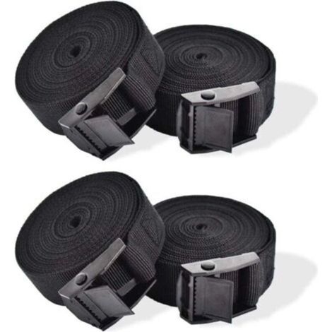 Sangle d'Arrimage, 4 Pièces Sangle de Serrage à Cliquet Sangles de Verrouillage Sangle avec Boucle de Serrage Sangle de Fixation pour Moto Voiture, Porte Vélo Bagages 2,5 cm x 1 m (1/5)