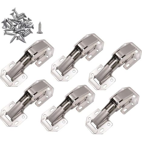 6 Pièces Charniere Invisible, 90 Degrés Charnière Invisible Charniere Porte Placard avec Amortisseur Pour Porte D\'armoire Meubles de Porte en Bois (1/5)