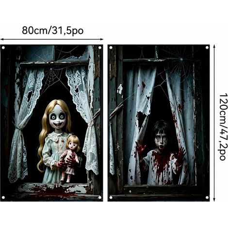 Lot de 2 Décorations de Fenêtre Halloween 80×120 cm 31WS-36 Polyester 31ws-36 30 × 25 × 1 cm 160 g – Livraison gratuite
