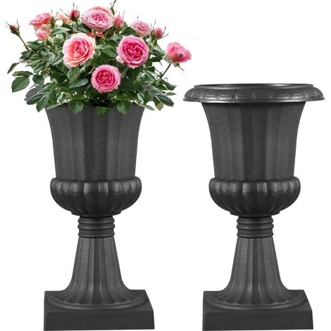 VEVOR Blumenspindel aus Kunststoff, 25x42 cm, 2er-Pack, Pflanzpokal. Pflanzkübel, Pflanzschale, schwarze Blumentöpfe, für die Veranda, Hochzeit, Party, Zuhause, Bühne, Balkon, Terrassendekoration (1/5)
