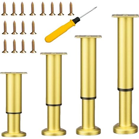 Adjustable Furniture Legs, Bed, Foot for Bathroom Coffee Table, Height, Load Capacity 800 kg (Gold, 18-30 cm) (1/5)