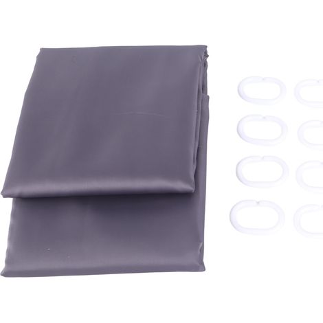 Rideau de douche imperméable lavable pour protection d'intimité, gris foncé 150x180cm (largeur x hauteur) avec crochets, pour maison hôtel salle de bain (1/5)