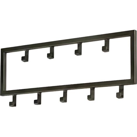 TOJ Living Porte-manteau mural 9 crochets – Patère murale / porte-serviettes – Style industriel & moderne – Acier inoxydable – 50 cm – noir mat (1/5)