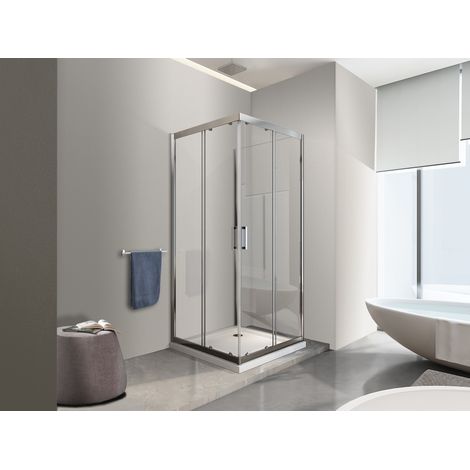 NALA Box Cabina Doccia 3 Lati Vetro Fisso Laterale + Due Lati Scorrevoli Vetro 6 Mm H 190 Cm 75x140x75