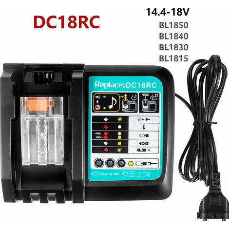 DC18RC 18V 3.0A Schnell Li-Ionen Ladegerät Ersatz für Makita 14.4V und 18V LXT Lithium-Ionen Batterien BL1850 BL1840B BL1820 BL1815 BL1860 BL1430 BL1450 BL1830