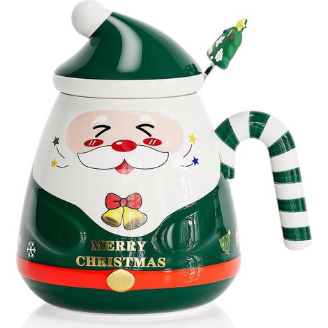 Mug de Noël avec couvercle et bâtonnet mélangeur, jolis mugs pour les fêtes de Noël, magnifiques tasses à thé en céramique pour les parents, les amoureux et les amis (1/5)