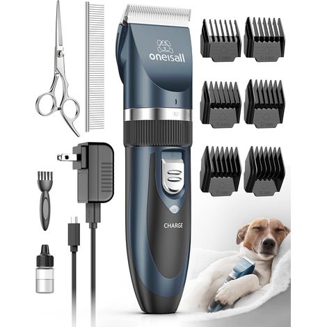 Tondeuse pour chien silencieuse, kit de toilettage avec tondeuse électrique sans fil rechargeable et silencieuse pour chiens, chats et autres animaux de compagnie.-AquaForge (1/5)