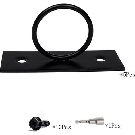 Set di 5 anelli decorativi neri per corde di canapa, recinzioni, ringhiere per scale, staffe da parete e ganci da soffitto. (1/5)