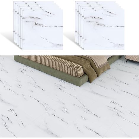 Dalle Adhesive Sol Marbre Noir et Blanc Carrelage Adhesif Sol Cuisine Dalles PVC Garage Sol Adhesif Salon Dalle PVC Sol Salle de Bain Imperméables Amovibles 1.5mm 30 cm x 30 cm 12 Pièces (1/5)