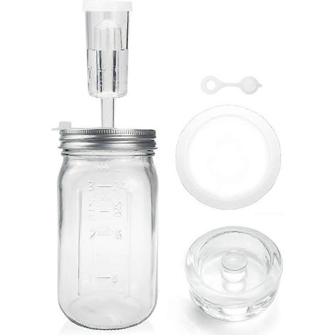 Kit de fermentation en bocal Mason de 950 ml (32 oz), comprenant : bocal, couvercle, poids et barboteur. (1/5)