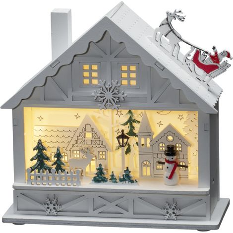 Konstsmide LED Holzsilhouette Haus Innen 4 warmweiße Dioden Lichterbogen (1/3)