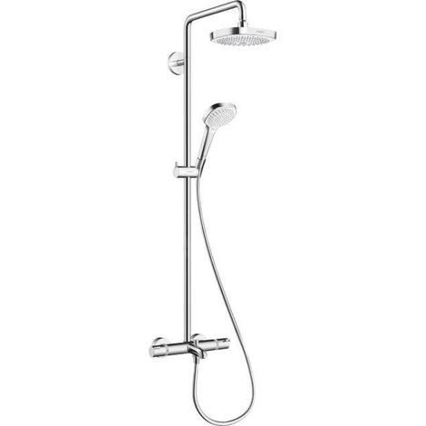 Hansgrohe Croma Select E - Mitigeur thermostatique de baignoire Showerpipe 180 avec accessoires, 2 jets, blanc/chrome 27352400 (1/5)