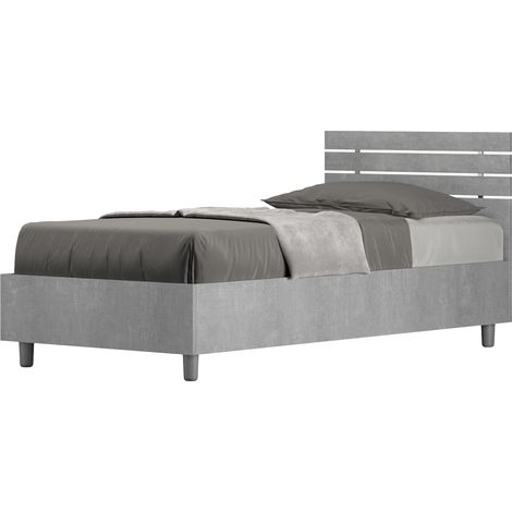 Letto Singolo 80x200 cm con Rete Testata Dritta Ankel Grigio (1/5)