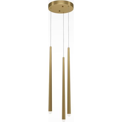 Lampadario A Sospensione Moderno Cascade Alluminio Ottone 3 Luci Led 18W (1/3)