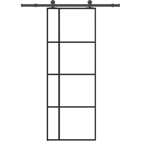 Schiebetür mit Beschlag 76x205 cm ESG-Glas & Aluminium