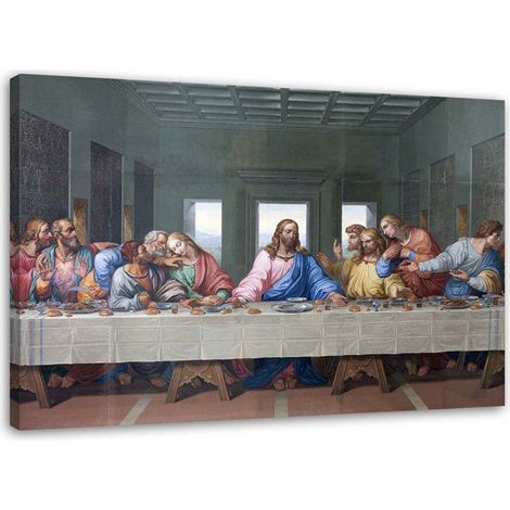 Image sur toile La Cène 60x40 cm – Toile canvas 240 g/m² – Impression UVgel FLXfinish résistante – Prêt à accrocher