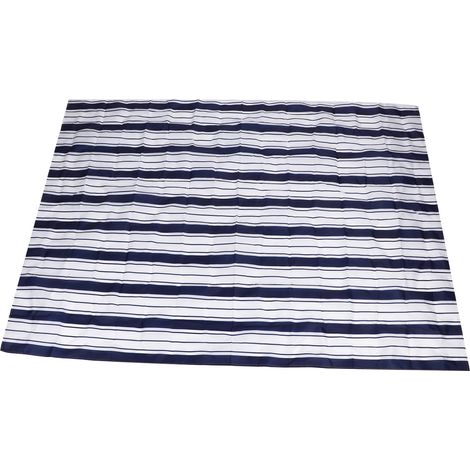 Couverture de plage imperméable, légère et portable, idéale pour les pique-niques, le camping et les voyages, à rayures bleues, 2 x 1,45 m. (1/5)