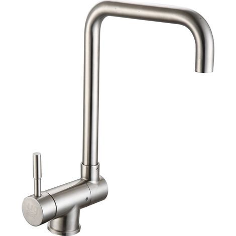 Mitigeur d'Évier à Bec Pivotant pour Installation sous Fenêtre, Cartouche Céramique 35 Mm, Corps Laiton, Kit Fixation et Flexibles 35 Cm Inclus (1/3)