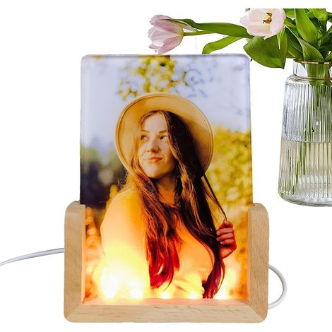 en acrylique vierge à sublimation Base acrylique vierge pour décoration de Cadre Photo Lumineux Base d'Insertion Artisanat Personnalisé Voiture, Chambre, Chevet, Anniversaire, (1/5)