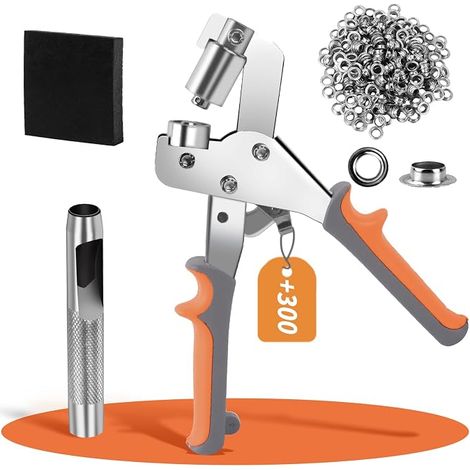Pince à Oeillets Magnétique avec 300 œillet 10mm Adaptés à la Perforation de Bannières en PVC,Cuir,Rideau,Bâches,Carton,etc (1/4)