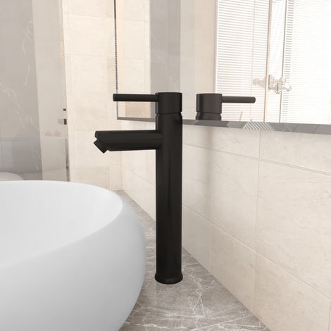 vidaXL Rubinetto Miscelatore da Bagno Nero 12x30 cm (1/5)