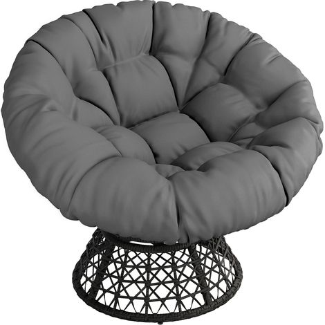 Homevive Sillón Papasan Giratorio 360°con Cojín Grueso de un Diámetro 100 cm, Hecho de Ratán Resistente y Adecuado para el salón, Dormitorio y Terraza (Gris) (1/5)