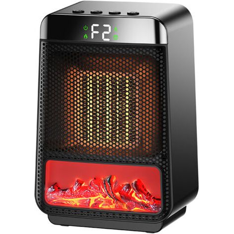 Réchauffeur d'espace intérieur portable - petit réchauffeur de flamme électrique avec thermostat - réchauffeur de pièce en céramique à chauffage rapide PTC avec éclairage ambiant dynamique pour chambr
