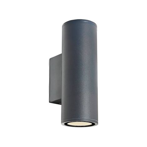 Mantra Aplique de pared exterior cilíndrico con doble luz PERE, IP65 2xGU10, gris oscuro (1/3)