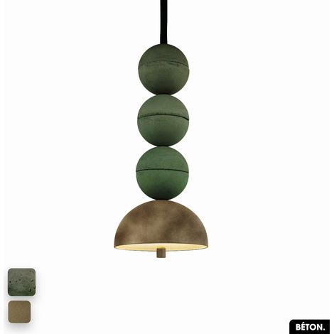 Lampe de suspension en béton velours - BOSFOR CONCRETE VELVET ASPERGE - PEYOTE 3 BALLES LED 14W (1/2)