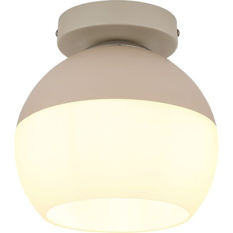 Deckenlampe Deckenleuchte Wohnzimmerlampe Sandfarben Glas opal rund H 21 cm (1/4)