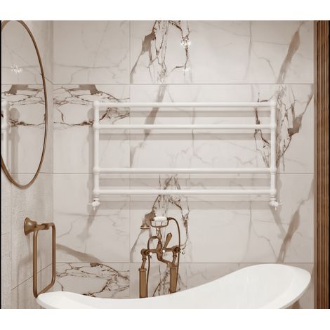 Sèche-serviettes eau chaude - WAME - 100 x 53 cm - Blanc (1/2)