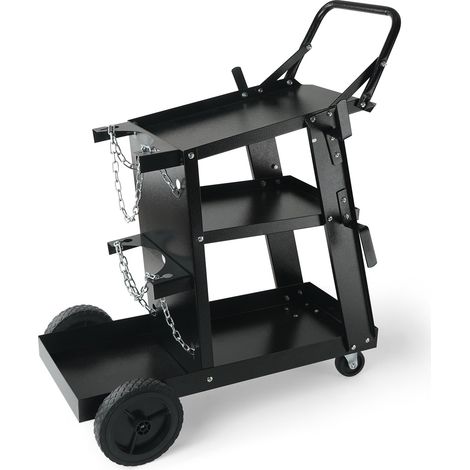 Chariot de Soudage à 3 Niveaux Chariot Poste à Souder Capacité Charge 181,4 kg Roues 360° Chaînes Sécurité Stockage Réservoirs Chariot Soudure MIG pour Atelier TIG ARC MMA Découpeur Plasma (1/5)