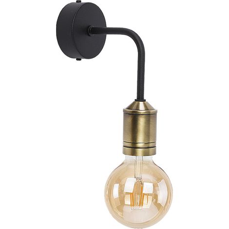 Applique parete loft BORNEO nero/ottone E27 15W Jupiter