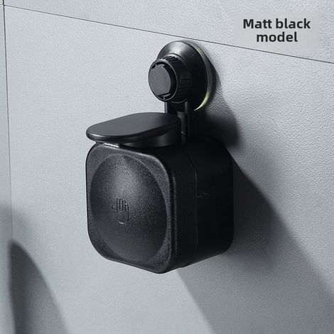 Dispensador de jabón manual para baño, con ventosa, para montaje en pared, no requiere taladrar, de plástico, 200 ml (negro)