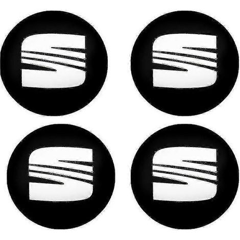 Quatre enjoliveurs de roue de 56 mm, des cache-jantes, des autocollants de logo et des accessoires pour Seat Ibiza 6J 6L FR, Ateca Altea XL, Leon 2 et Leon en noir et argent. (1/2)
