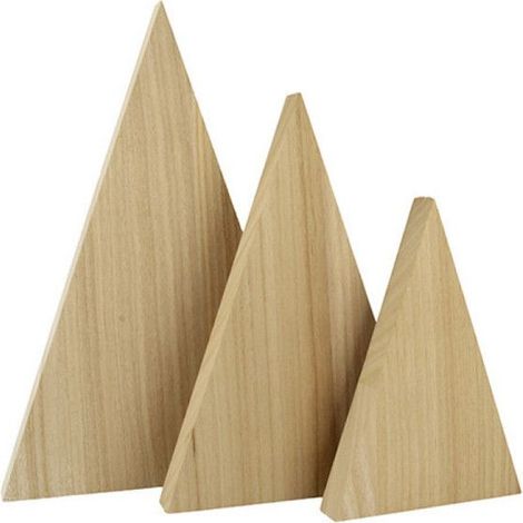 Objets décoratifs - ARTEMIO - Sapins triangles en bois - 3 pièces - Bois naturel - Décoration de Noël (1/2)