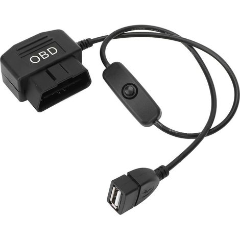 1 câble de charge USB OBD2, 48 cm, 5V / 2,1A, étanche, protection contre les surintensités et courts-circuits, pour caméras embarquées (1/5)