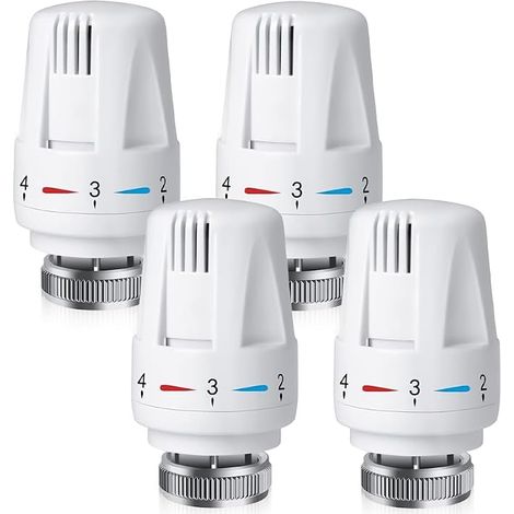 4 Pieces Thermostatic Radiator Head, M30 x 1.5 Thermostatic Radiator Tap, Thermostatic Head, Radiator Thermostat, Radiator Valve for Home Office (1/5)