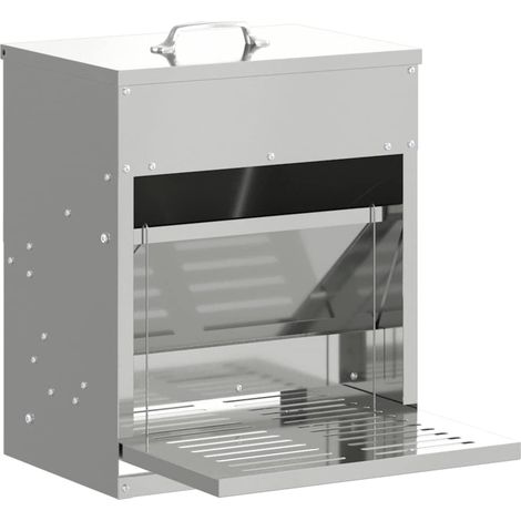 Chicken Treadle Feeder Silver 33 x 42 x 40 cm Galvanised Steel vidaXL