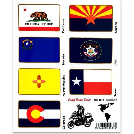 Adesivi Bandiere Flag Ride Tour per Bauletti Moto - Modello: AMERICA 2