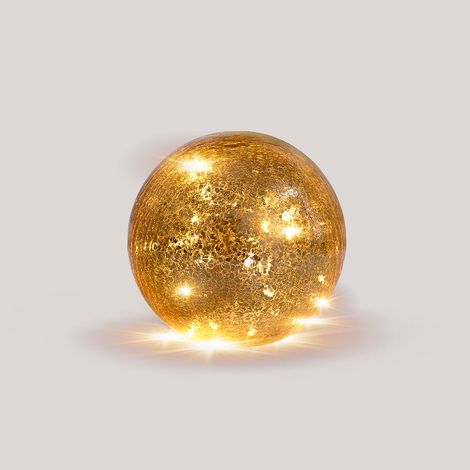 LUA 20 Bola de Cristal Iluminada. Esfera de Decoración para Navidad. Funcionamiento a Pilas. Luz LED Cálida. Hecha en España (1/4)