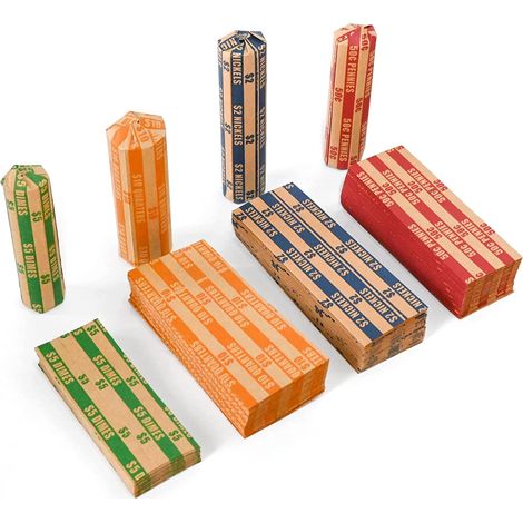 Lot de 150 emballages plats rayés pour pièces de monnaie, emballages et tubes de tri pour pièces (couleurs variées) (1/5)