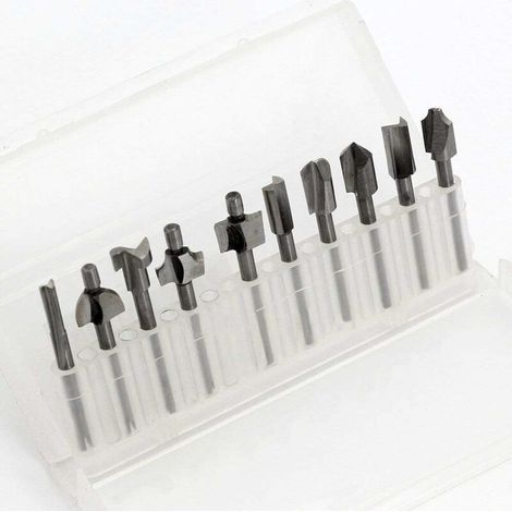 royaluxe -10pcs 1/8 3mm Tige HSS Routeur Bits Fraisage Gravure Sur Bois Pour Dremel Outil Rotatif Embouts de Fraisage Routage Pour Bricolage Menuiserie Gravure (1/4)