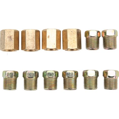 Assortiment de 12 raccords de conduite de frein en laiton, filetage 7/16 po-24, pour tube de frein de 1/4 po.